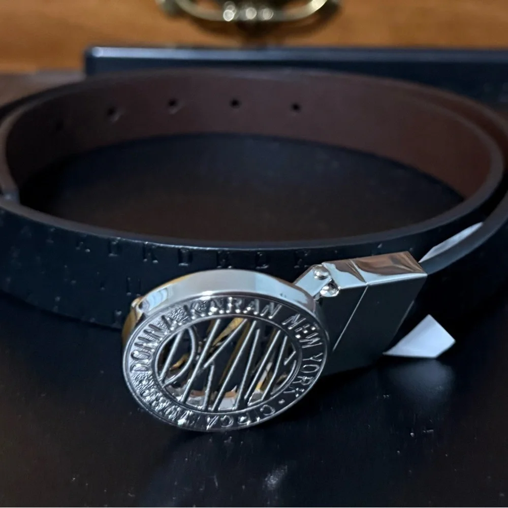 DKNY Black Belt with Silver tone Accents. Size Small. NWT